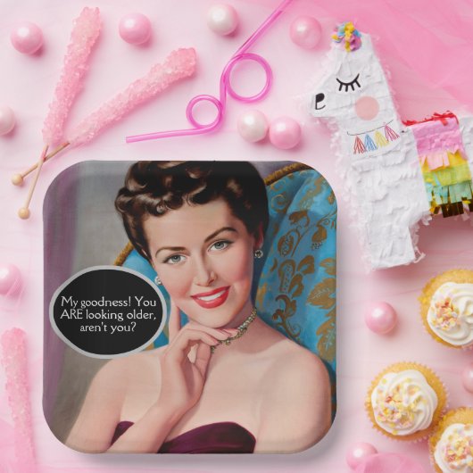 Funny Retro Sarcastic Woman Birthday Papieren Bordje (Feest)