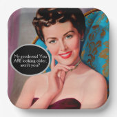 Funny Retro Sarcastic Woman Birthday Papieren Bordje (Voorkant)