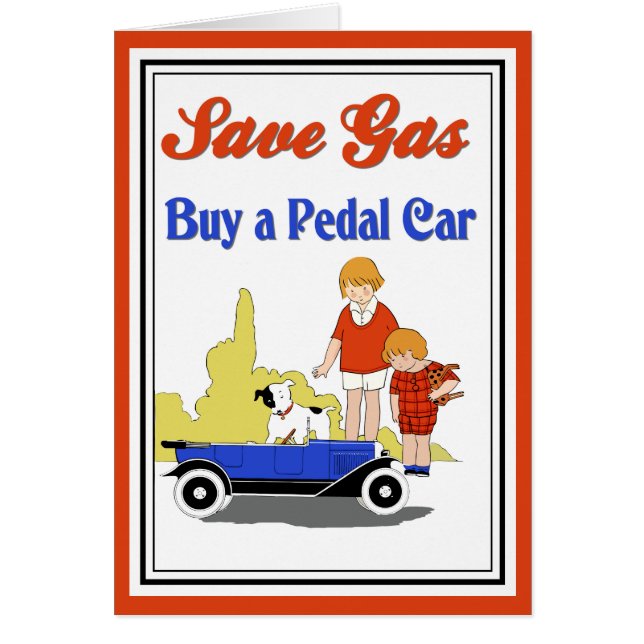 Funny  retro Save Gas pedal car and (Voorkant)