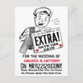 Funny retro save the date uitnodiging briefkaart (Voorkant)