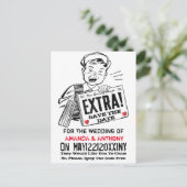 Funny retro save the date uitnodiging briefkaart (Staand voorkant)