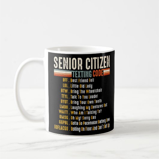 Funny Retro Senior Citizen S Texting Code 4 Elderl Koffiemok (Links)