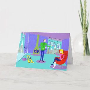 Funny Retro Ski Vacation Wenskaart Kaart