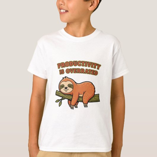 Funny Retro Sloth Kids Graphic T-Shirt (Voorkant)