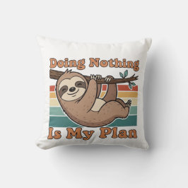 Funny Retro Sloth Square Throw Pillow Kussen