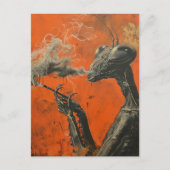 Funny Retro Smoking Mantis Surreal Briefkaart (Voorkant)