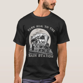 Funny Retro Style brengt hem naar het treinstation T-shirt