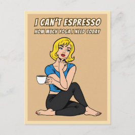 Funny Retro Style Coffee Yoga Humor Pop Art  Briefkaart