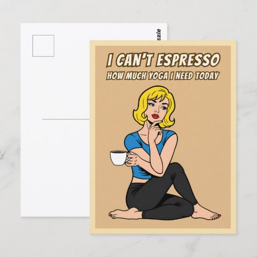Funny Retro Style Coffee Yoga Humor Pop Art  Briefkaart (Voorkant / Achterkant)