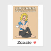 Funny Retro Style Coffee Yoga Humor Pop Art  Sticker (Vel)
