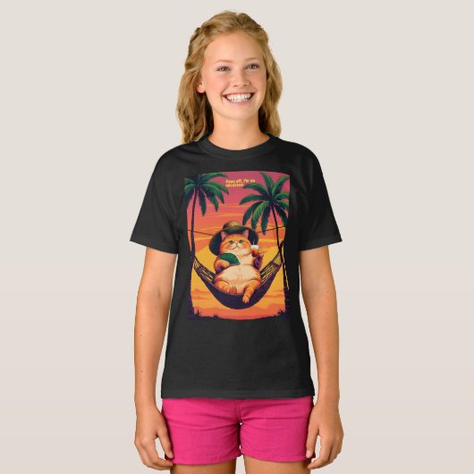 Funny Retro Summer Cat Vacation T-shirt (Voorkant volledig)