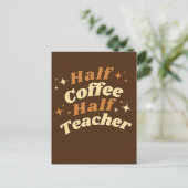 Funny Retro Teacher Half Coffee Briefkaart (Staand voorkant)