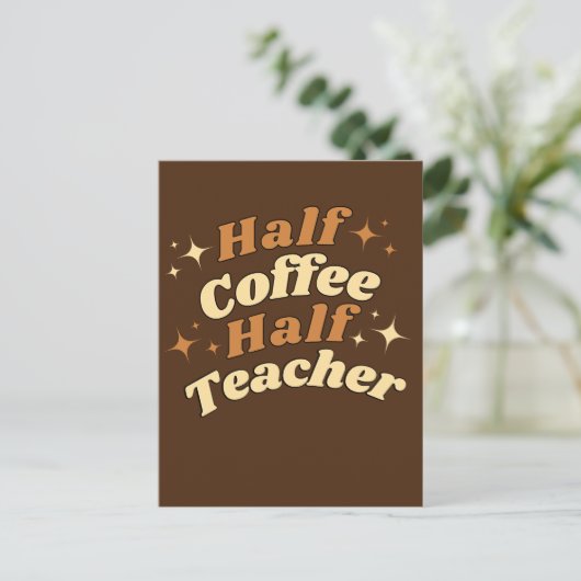 Funny Retro Teacher Half Coffee Briefkaart (Staand voorkant)