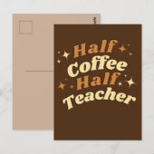 Funny Retro Teacher Half Coffee Briefkaart (Voorkant / Achterkant)