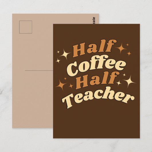 Funny Retro Teacher Half Coffee Briefkaart (Voorkant / Achterkant)