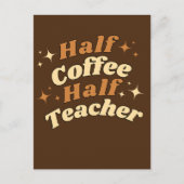Funny Retro Teacher Half Coffee Briefkaart (Voorkant)