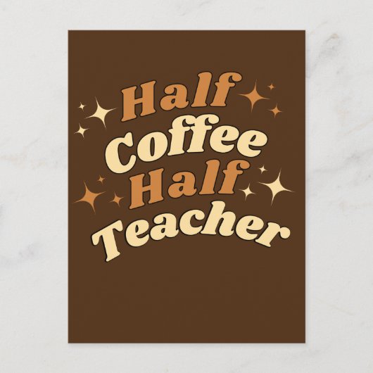 Funny Retro Teacher Half Coffee Briefkaart (Voorkant)