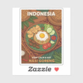 Funny Retro Travel Indonesia Nasi Goreng Food Sticker (Vel)