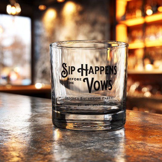 Funny Retro Typography Custom Bachelor Party  Whisky Glas