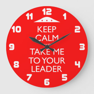 Funny Retro UFO Keep Calm Grote Klok