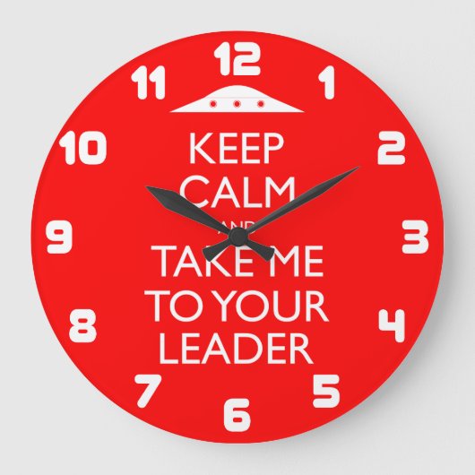 Funny Retro UFO Keep Calm Grote Klok (Voorkant)