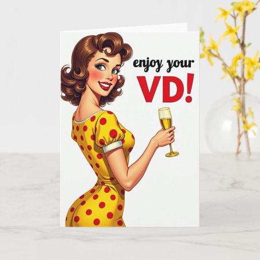 Funny Retro Valentines Day Card Kaart (Gele Bloem)