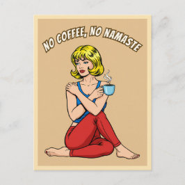 Funny Retro Vintage Coffee Yoga Humor Pop Art  Briefkaart