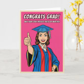 Funny Retro Vintage College Graduation Pop Art Kaart (Gele Bloem)