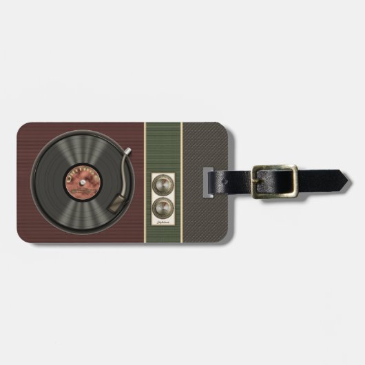 Funny Retro Vinyl Record Bagagelabel (Voorkant horizontaal)