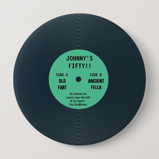 Funny Retro Vinyl Record Birthday Badge Ronde Button 4,0 Cm (Voorkant)