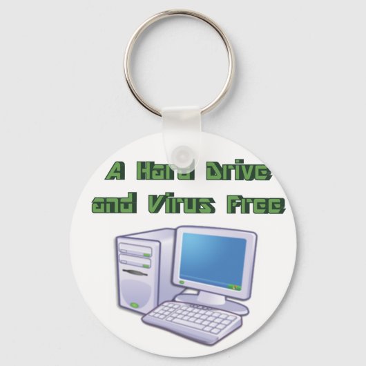 Funny Retro Virus Free Computer Geek Nerd Sleutelhanger (Voorkant)