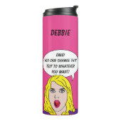 FUNNY RETRO VROUW aangepaste tekst & naam tumbler Thermosbeker (Gedraaid links)