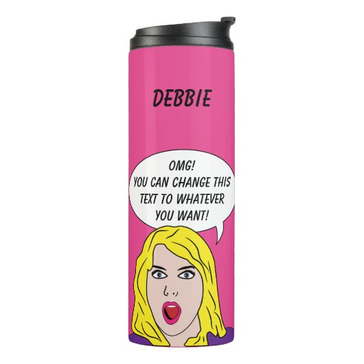FUNNY RETRO VROUW aangepaste tekst & naam tumbler Thermosbeker (Gedraaid links)