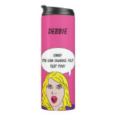 FUNNY RETRO VROUW aangepaste tekst & naam tumbler Thermosbeker (Geroteerd rechts)
