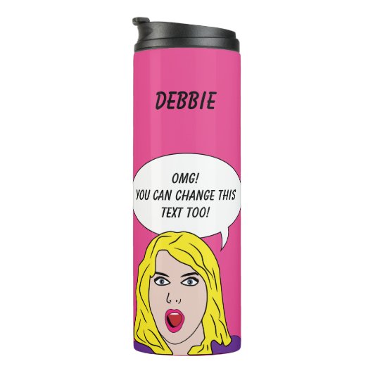 FUNNY RETRO VROUW aangepaste tekst & naam tumbler Thermosbeker (Geroteerd rechts)