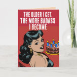 FUNNY RETRO VROUW FRIEND BIRTHDAY WENSKAARTEN KAART<br><div class="desc">FUNNY RETRO VROUW "BADASS" BIRTHDAY KAART</div>