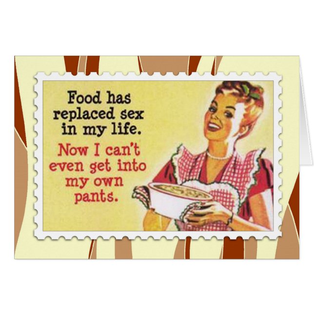 Funny Retro-vrouwelijke kookkaart (Voorkant Horizontaal)