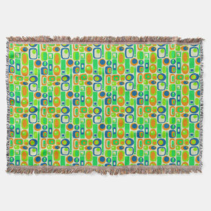 Funny Retro Wallpaper - oranje groen blauw Deken