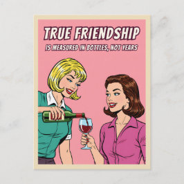 Funny Retro Wine Humor Best Friend Pop Art  Briefkaart