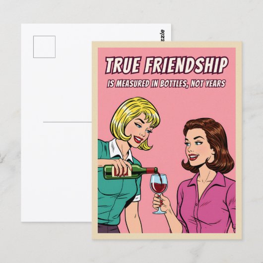 Funny Retro Wine Humor Best Friend Pop Art Briefkaart (Voorkant / Achterkant)