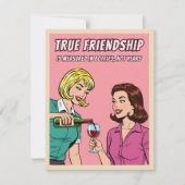 Funny Retro Wine Humor Best Friend Pop Art Card Feestdagenkaart (Voorkant)