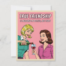 Funny Retro Wine Humor Best Friend Pop Art Card