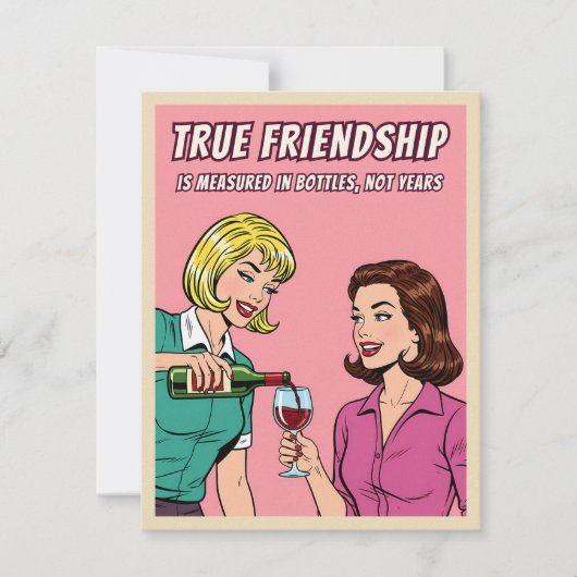 Funny Retro Wine Humor Best Friend Pop Art Card Feestdagenkaart (Voorkant)