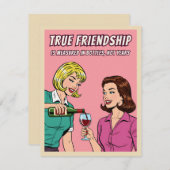 Funny Retro Wine Humor Best Friend Pop Art Card Feestdagenkaart (Voorkant / Achterkant)