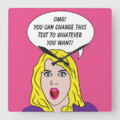 FUNNY RETRO WOMAN aangepaste muur klok (Voorkant)