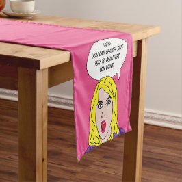 FUNNY RETRO WOMAN aangepaste tabelrunner Korte Tafelloper