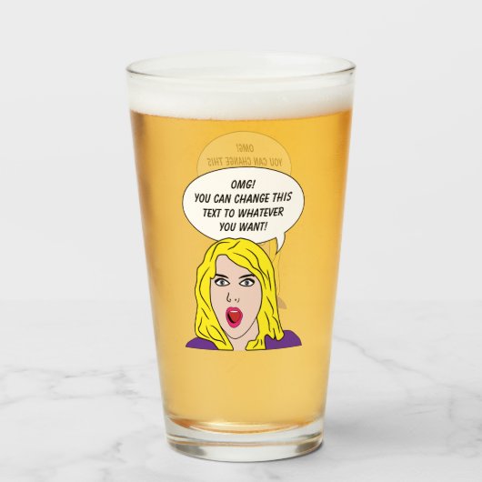 FUNNY RETRO WOMAN aangepaste tekst Glas (Achterkant gevuld)