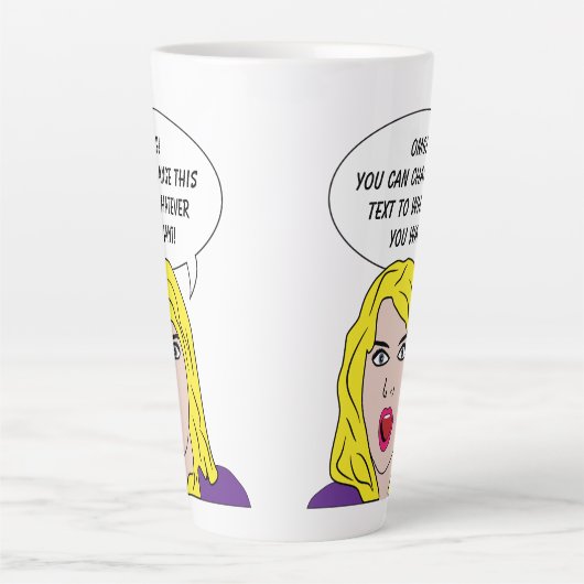 FUNNY RETRO WOMAN aangepaste tekst Latte Mok (Voorkant)