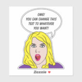 FUNNY RETRO WOMAN aangepaste tekst Sticker (Vel)