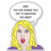 FUNNY RETRO WOMAN aangepaste tekst Sticker (Voorkant)